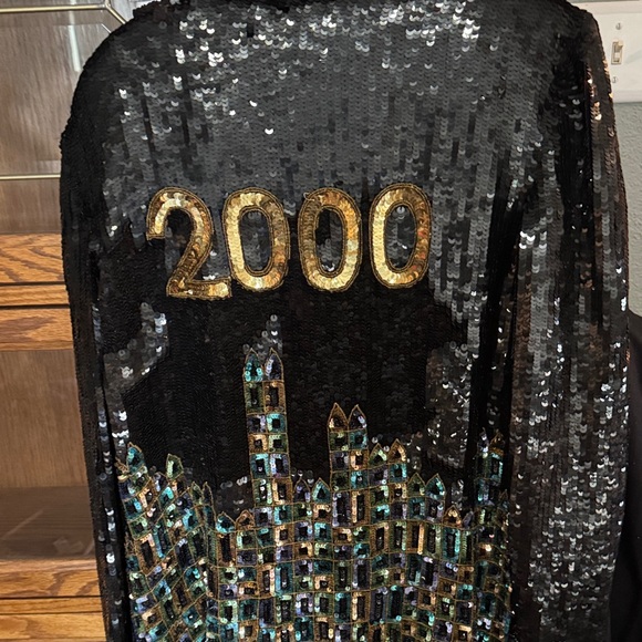 Black Sequin Pantsuit with Beaded Accents - Picture 2 of 2